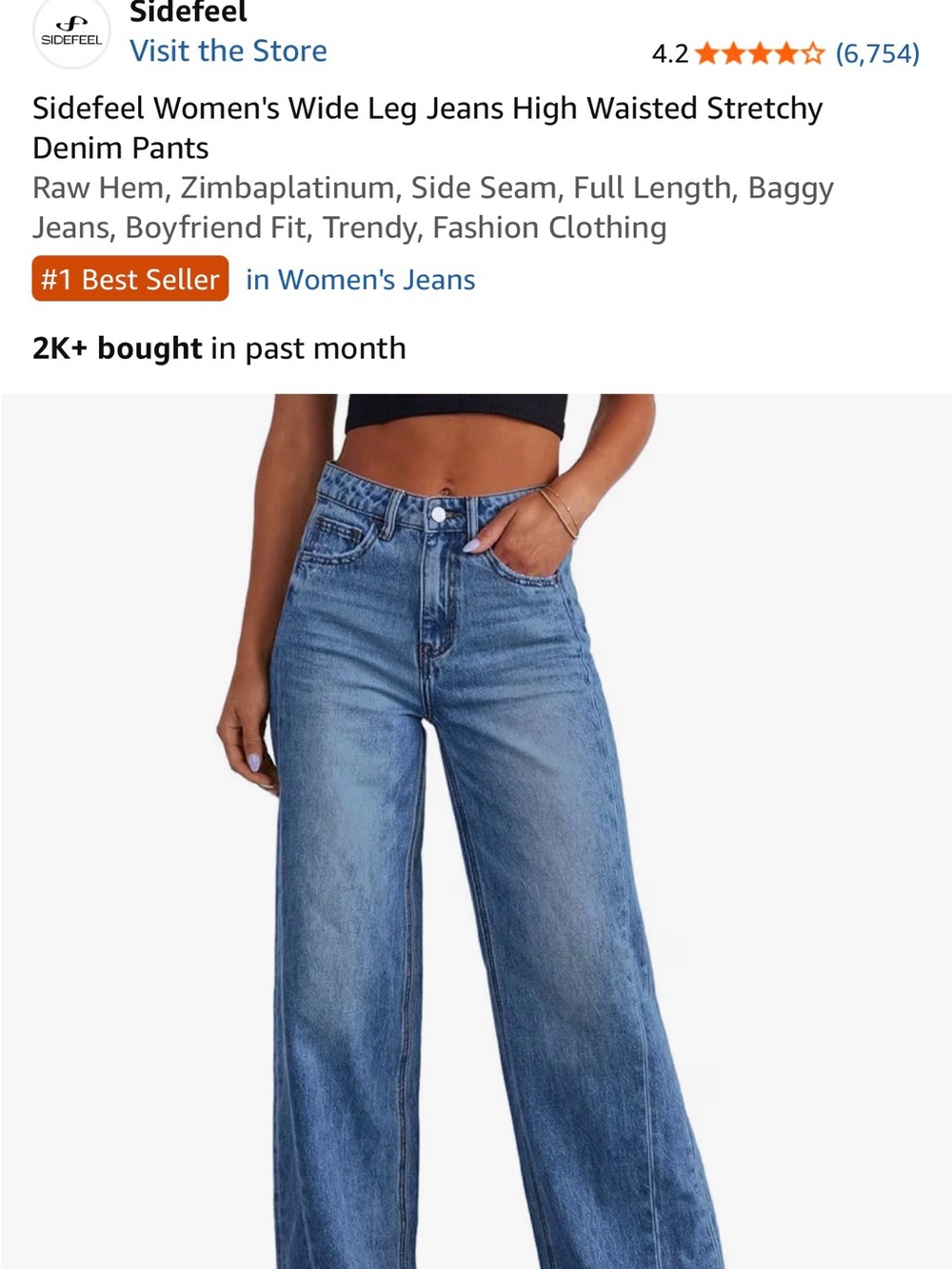 Women's High-Waist Wide Leg Jeans - Blue